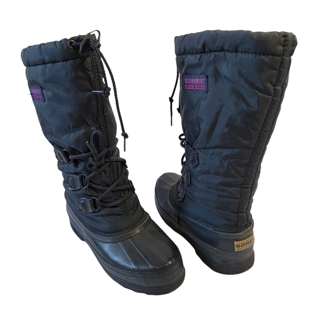 VTG Sorel SnowLion Waterproof Nylon Snow Winter Boots Women's Sz 7 Lace-Up Logo - Picture 14 of 14